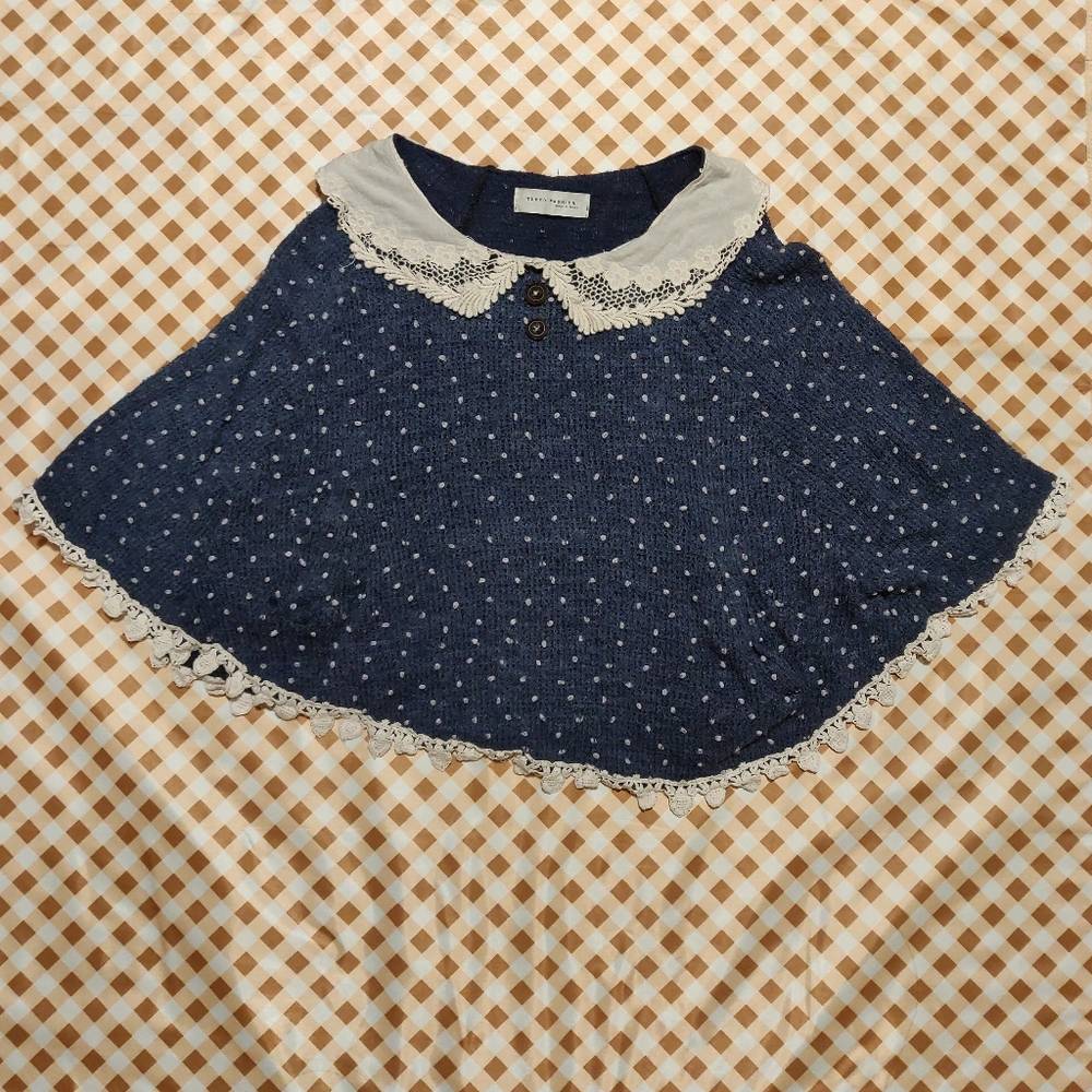 Tokyo Fashion Blue with White polka dots shawl